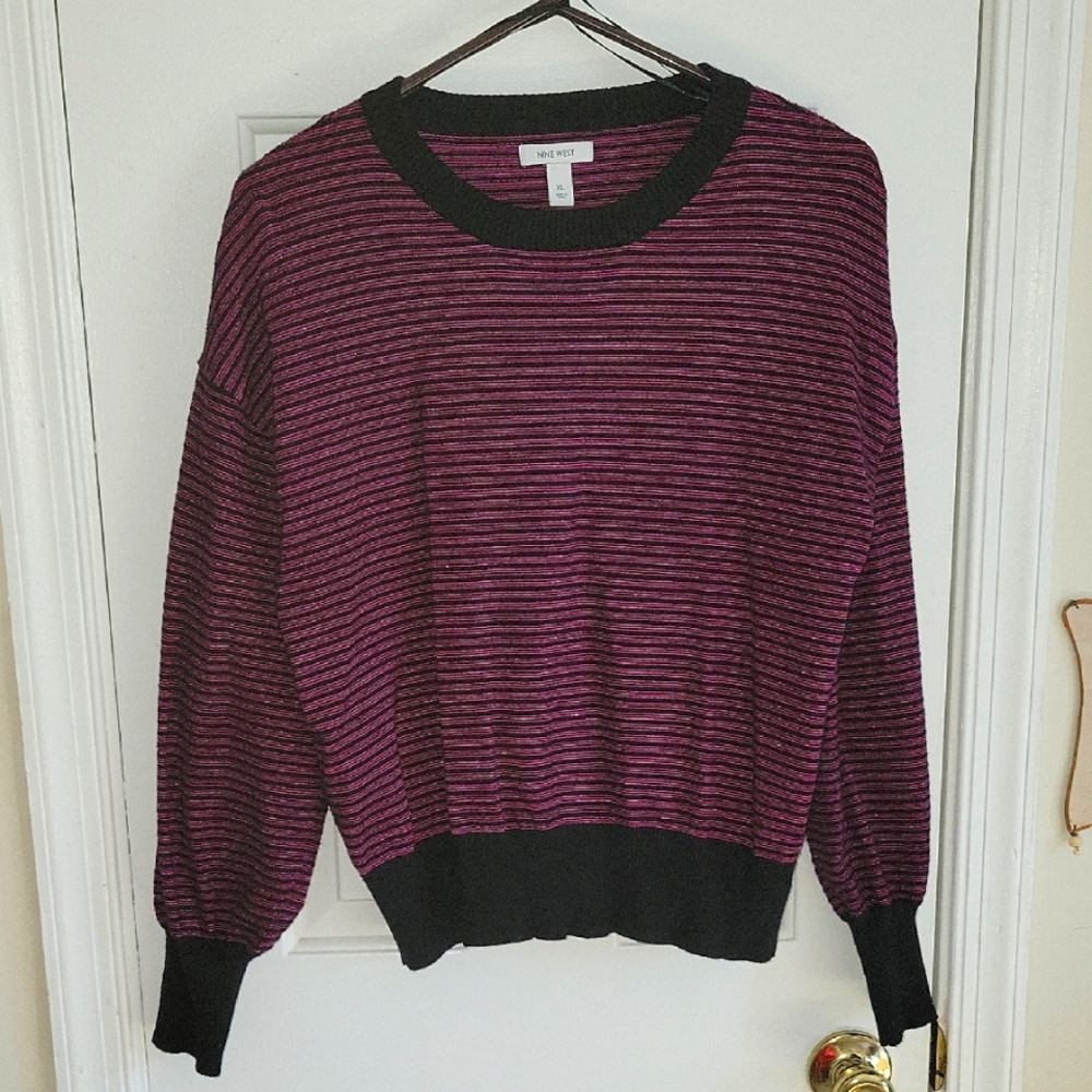 Striped Black and Purple Women's Sweater